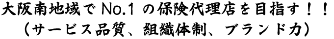 大阪南地域でNo.1の保険代理店を目指す!!(サービス品質、組織体制、ブランド力)
